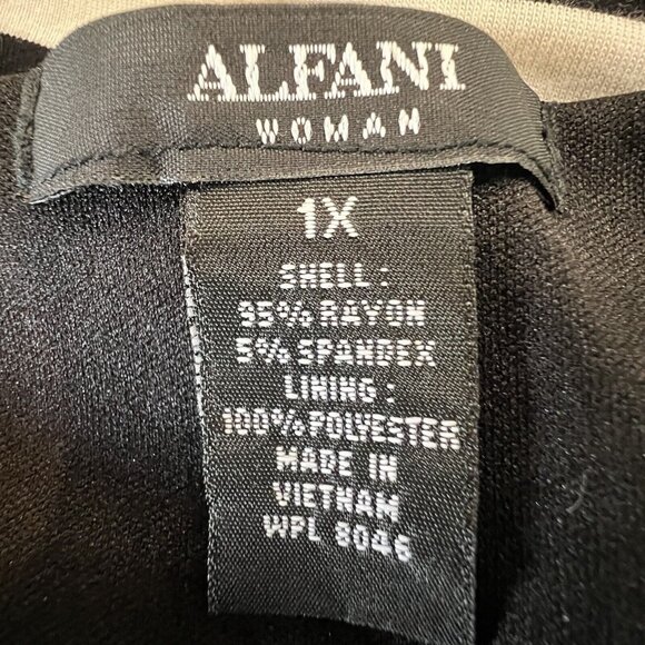 Alfani Sleeveless Knit Dress Plus Size 1X Black White Layered Bandage Stretch - Picture 8 of 15